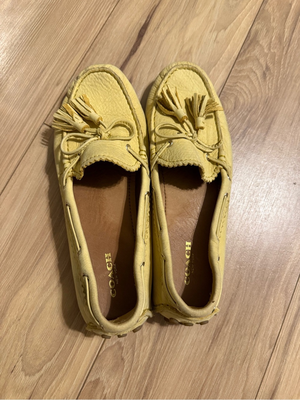 Coach Yellow Tassel Leather Driving Moccasins